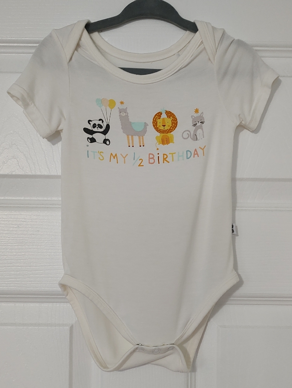 Little Sleepies Cream "It's My 1/2 Birthday" One-Piece Bodysuit